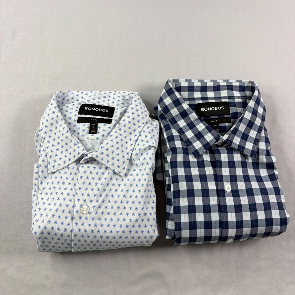 Bonobos Shirt Lot of 2 Mens XL Button Up Slim Fit Stretch Performance Casual